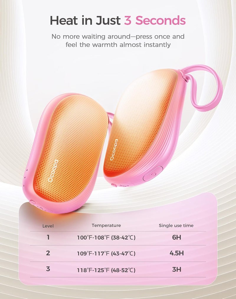 OCOOPA Hand Warmers Rechargeable 2 Pack, Ultra Slim Electric Hand Warmers, Portable Pocket Heater, Comb-Inspired, Fits in Gloves,UL Certified, Winter Essentials,UT5 Sway - Image 4